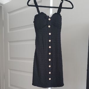 No Boundaries Black Sheath Mini Dress Sweetheart Neckline